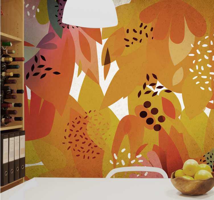 Other flowers wall mural with lively leaf designs - TenStickers