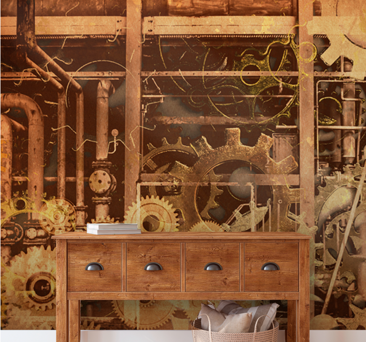Other wall mural pattern industrial gear design - TenStickers