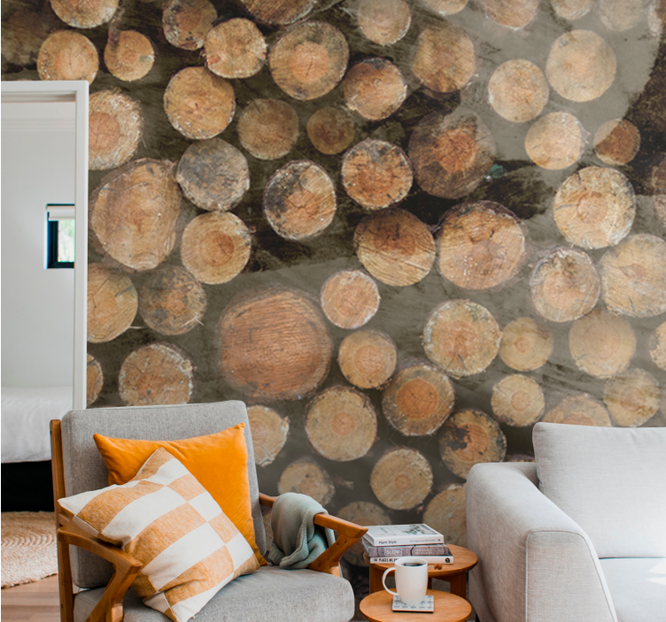 Other wall mural pattern wooden log design - TenStickers