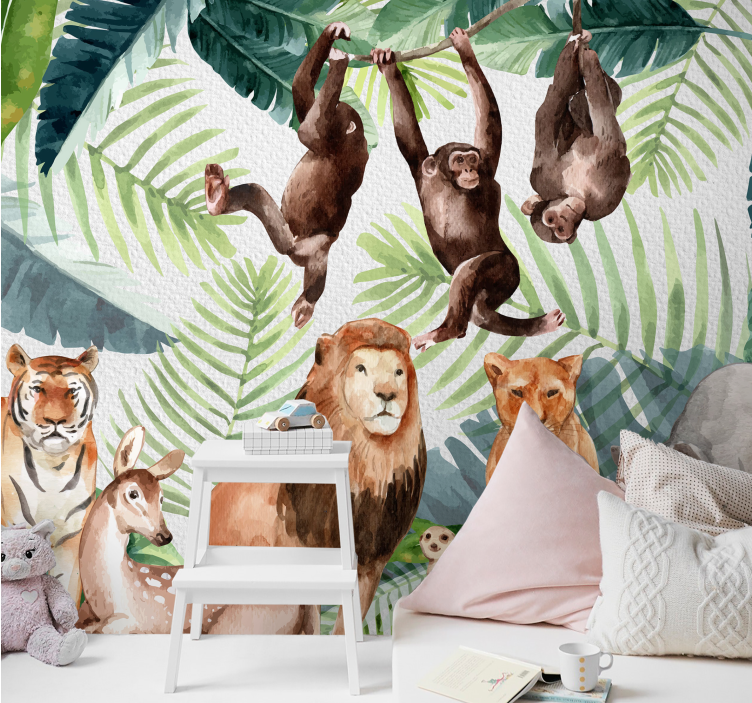 Painted Jungle safari Kids wall murals - TenStickers