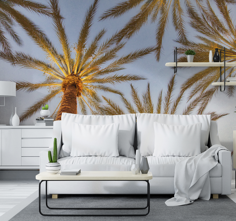 Palm tree and blue sky tree wall mural - TenStickers