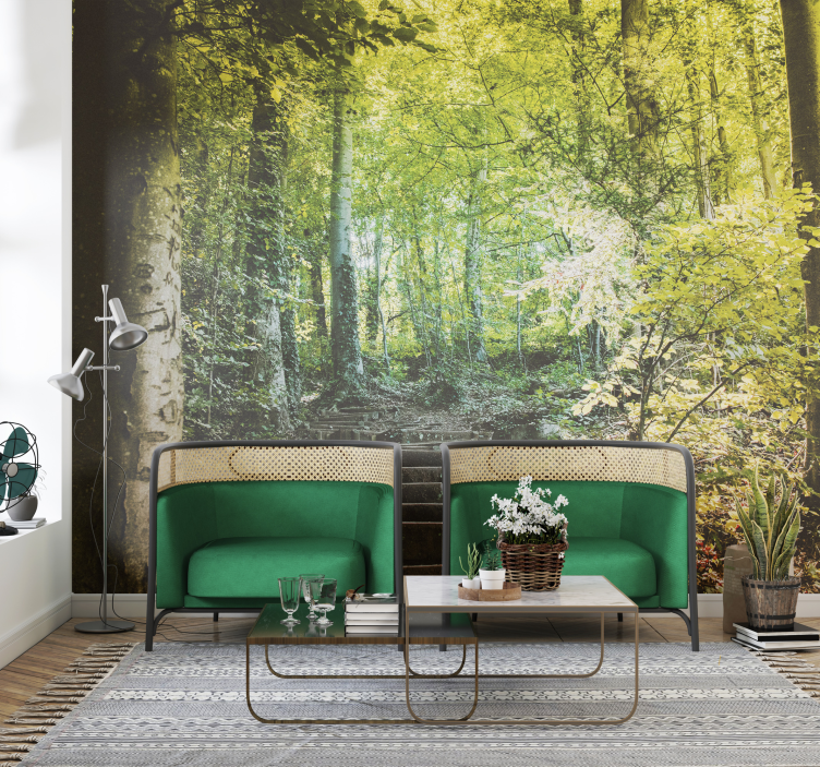 path with stairs Forest Wall Mural Decor - TenStickers