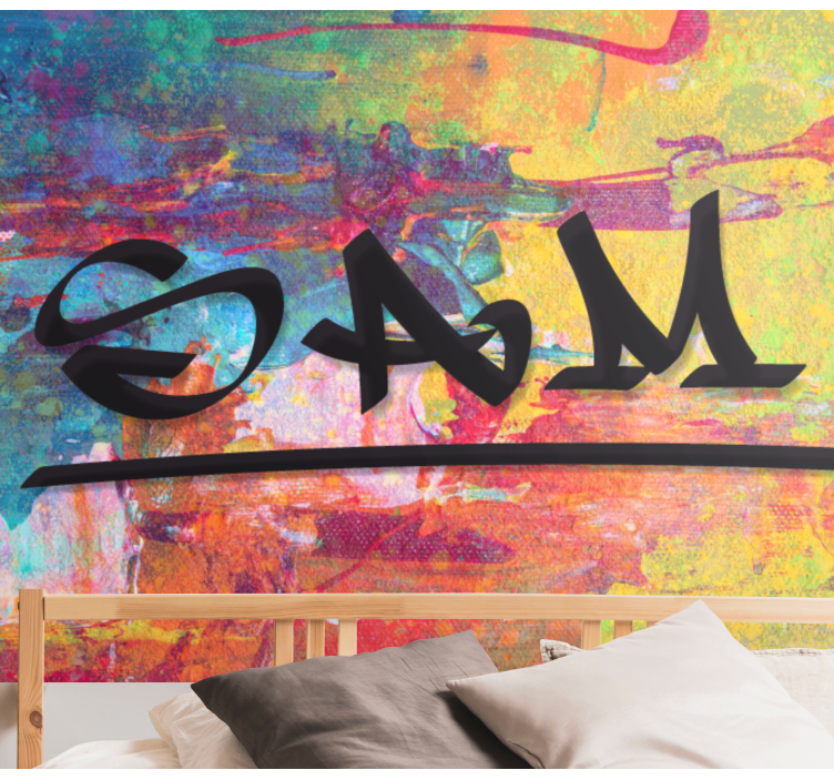 Personalized wall mural colorful name art - TenStickers