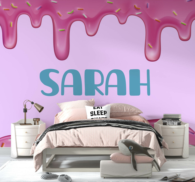 Personalized wall mural dripping pink topping - TenStickers