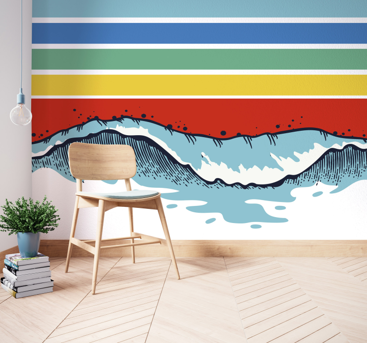 Retro color stripes and waves photomural - TenStickers