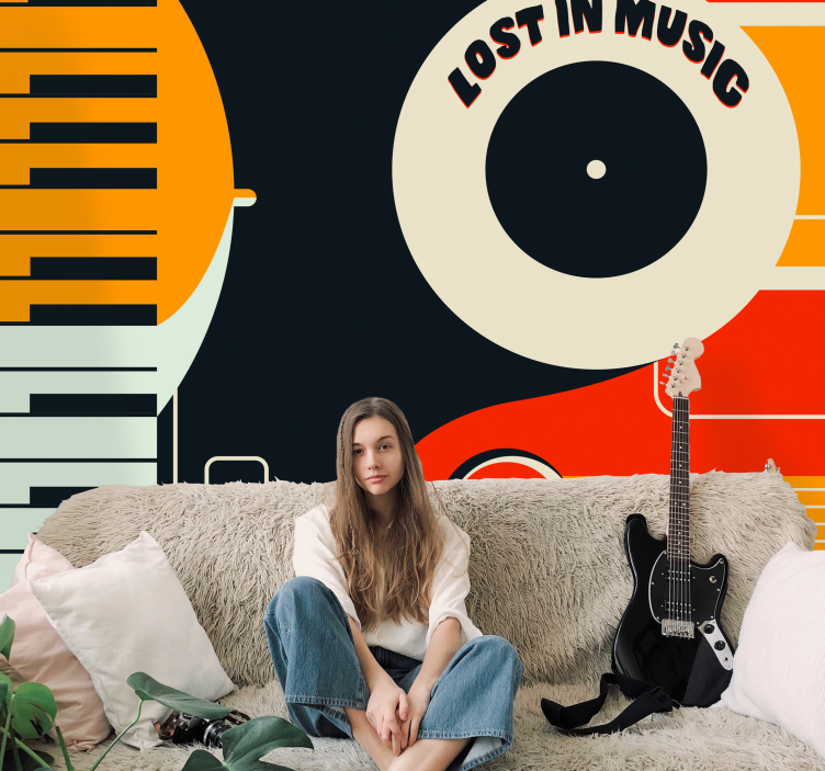 Piano retro design wall mural music - TenStickers