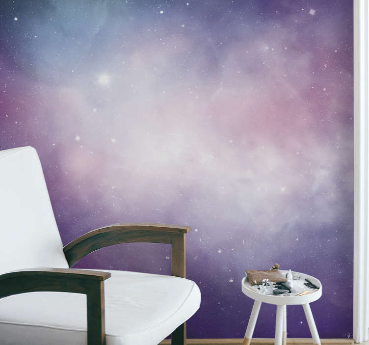 Pink and Purple Galaxy Space Mural Bedroom - TenStickers
