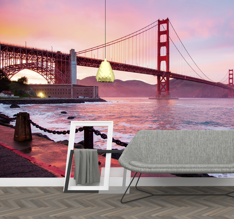 Pink Golden Gate wall mural - TenStickers