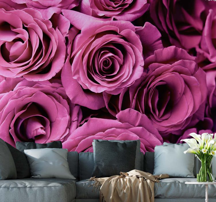 Pink blooms roses wall mural - TenStickers
