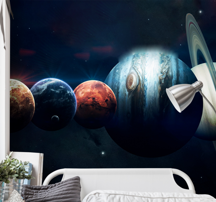 Planets in orbit space wall mural - TenStickers