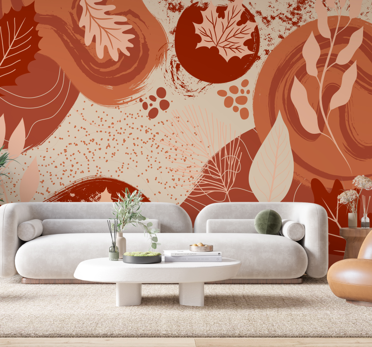 Plants and flowers terracotta wall mural - TenStickers