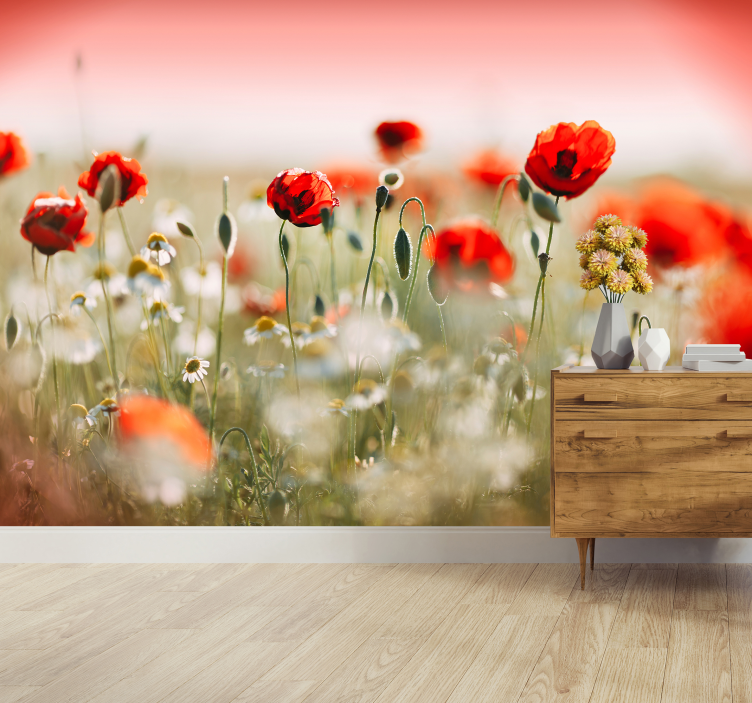 Poppy field Photo Wall Mural - TenStickers