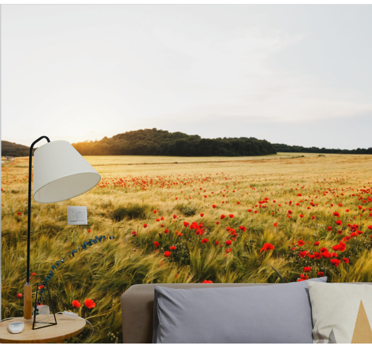 Poppy Flower Field flowers wall mural - TenStickers