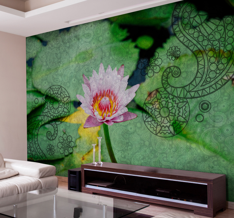 Poppy wall mural lotus blossom elegance - TenStickers
