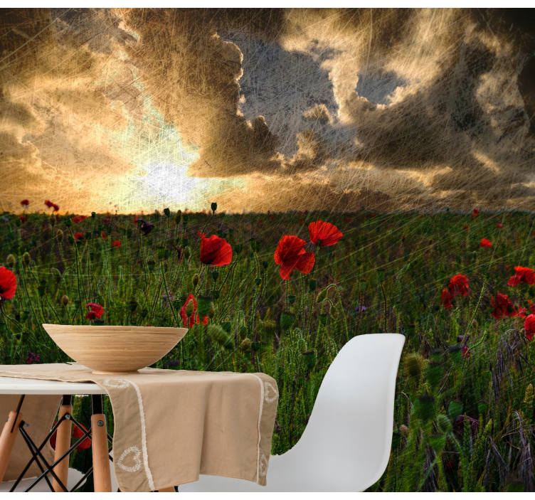 Poppy wall mural poppy meadow at dusk - TenStickers