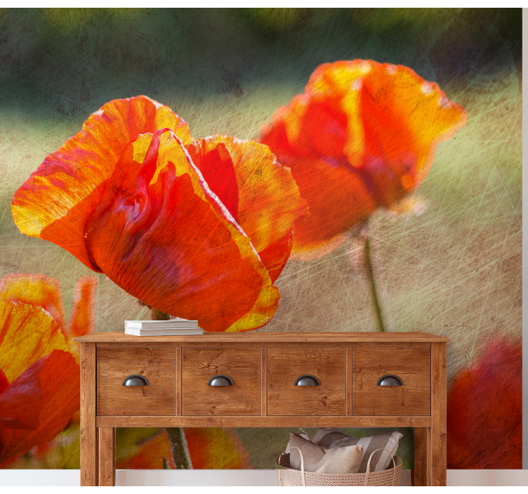 Poppy wall mural radiant poppy flowers - TenStickers