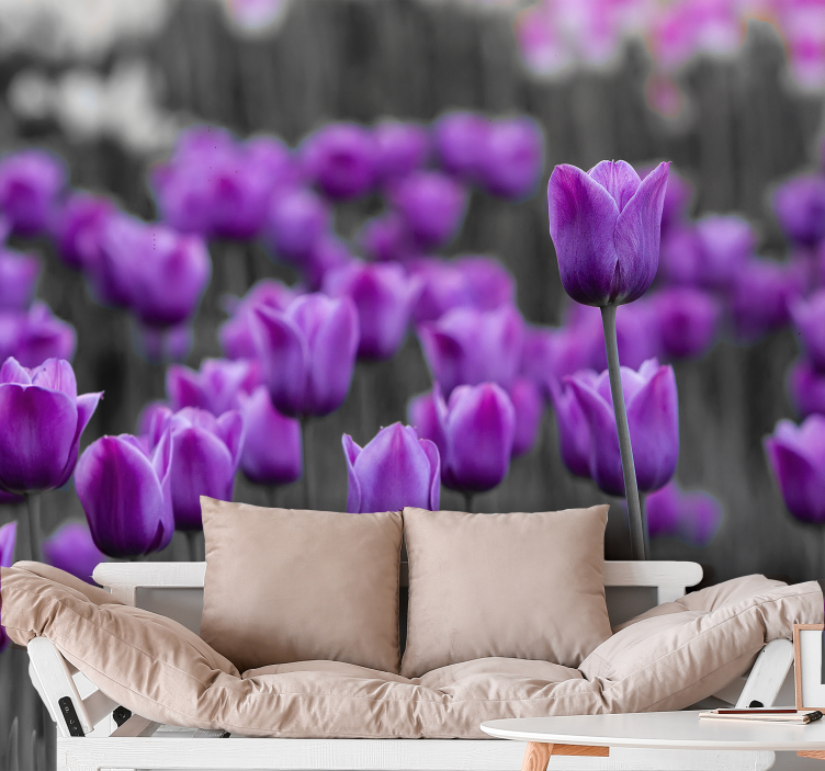 Purple Tulip Blooms dandelion wall mural - TenStickers