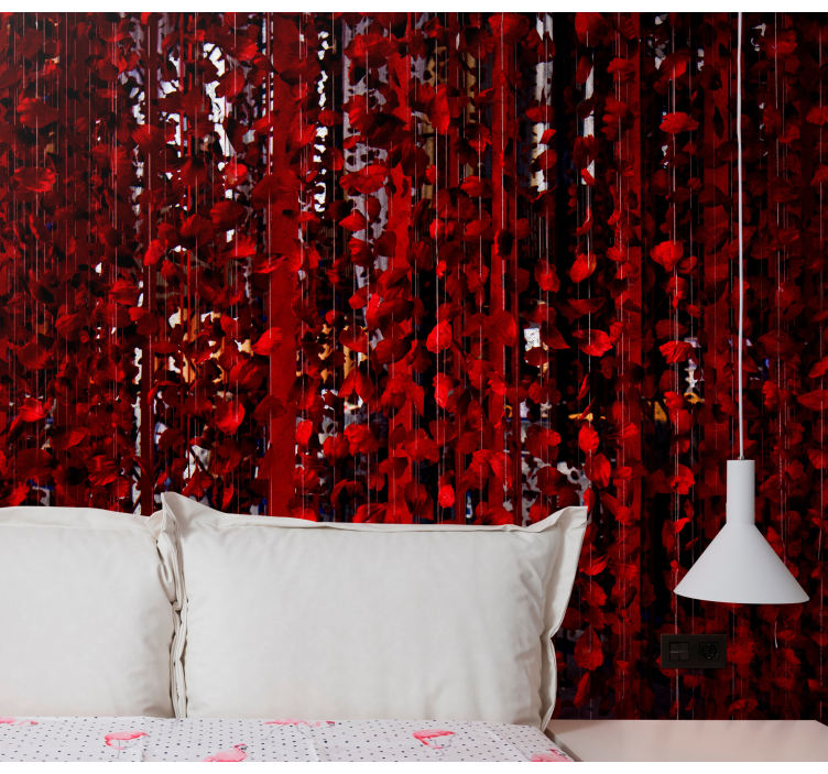 Red Floral Cascade flowers wall mural - TenStickers