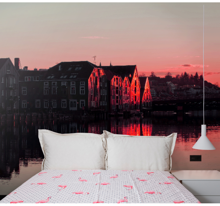 Reflecting canal houses wall mural city - TenStickers