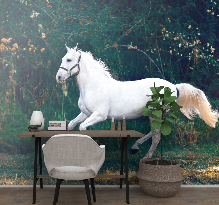 Regal White Equine wall mural animals - TenStickers