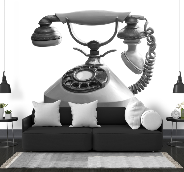 Retro telephone close-up living room wall mural - TenStickers