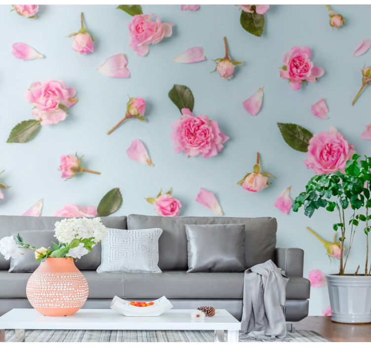 Roses glued to surface flowers wall mural - TenStickers