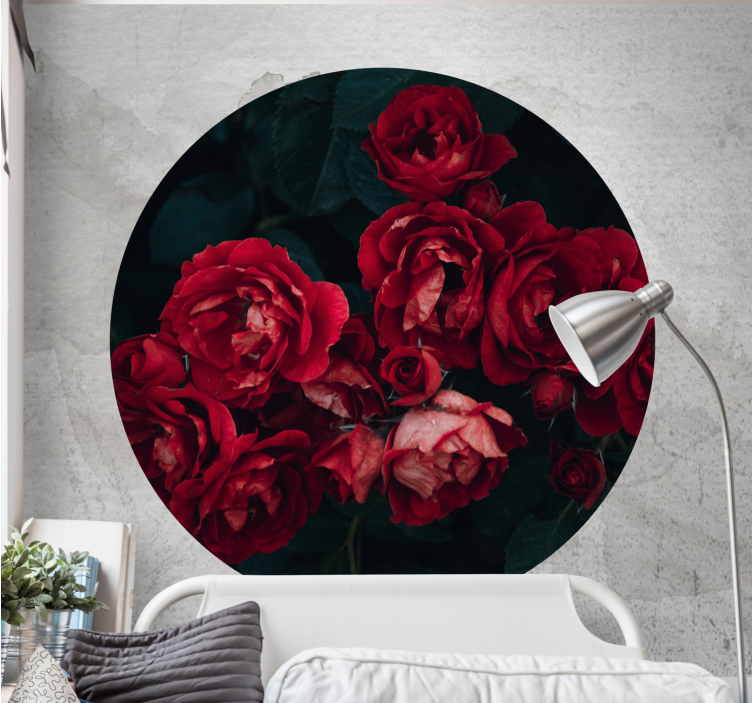 Roses wall mural red rose blooms - TenStickers
