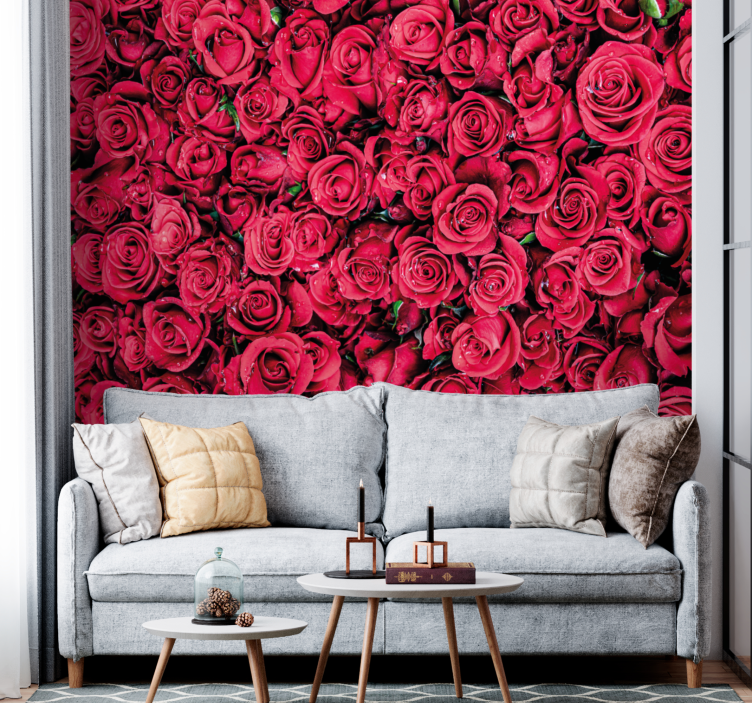 Roses wall mural vibrant rose blossoms - TenStickers