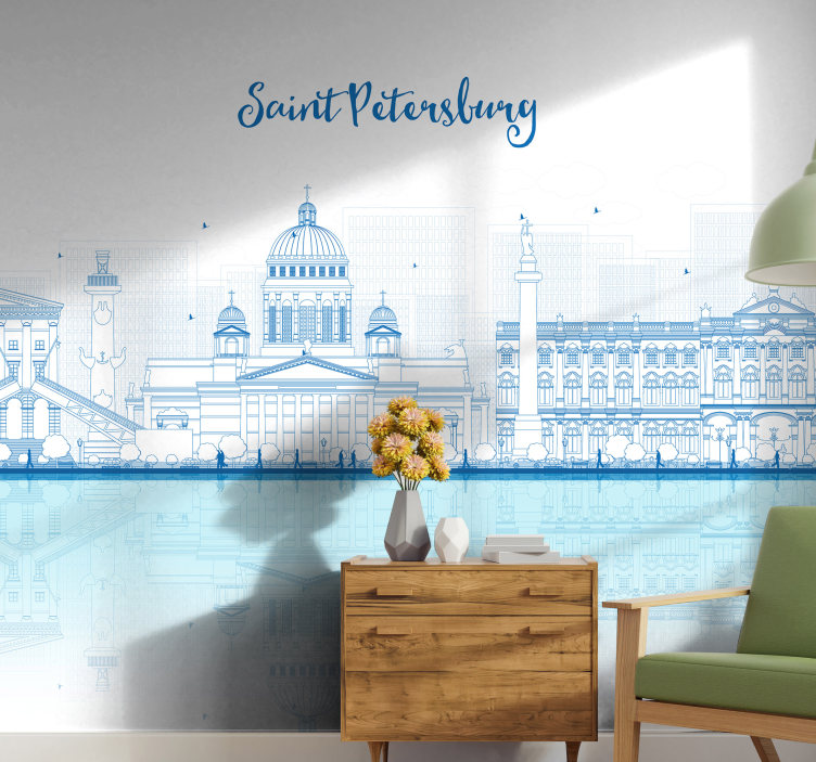 Saint Petersburg Skyline wall mural city - TenStickers
