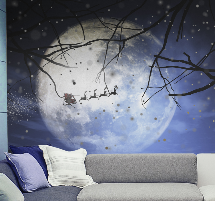 Santa's Night Journey wall mural christmas - TenStickers