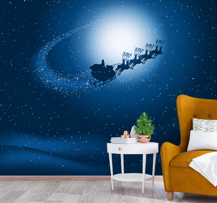 Santa's Sleigh Journey wall mural christmas - TenStickers