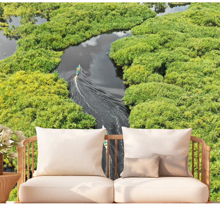 Scenic River Journey landscape wall mural - TenStickers