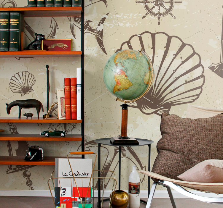 sea objects vintage wall mural - TenStickers