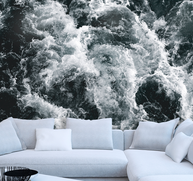 Sea wall mural churning ocean waves - TenStickers