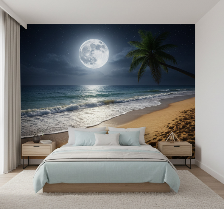 Sea wall mural full moon ocean mural - TenStickers