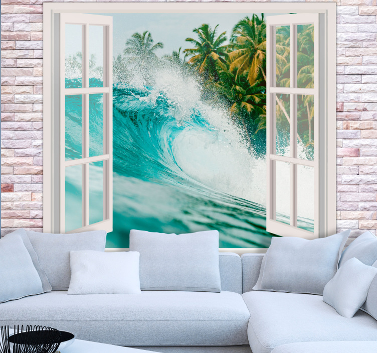 Sea wall mural ocean wave perspective - TenStickers