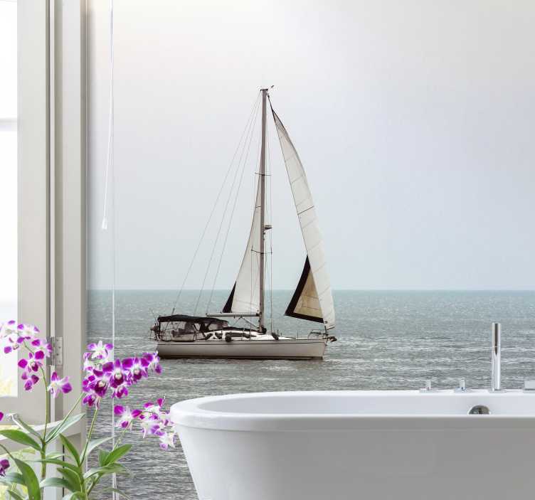 Sea wall mural sailboat on ocean - TenStickers