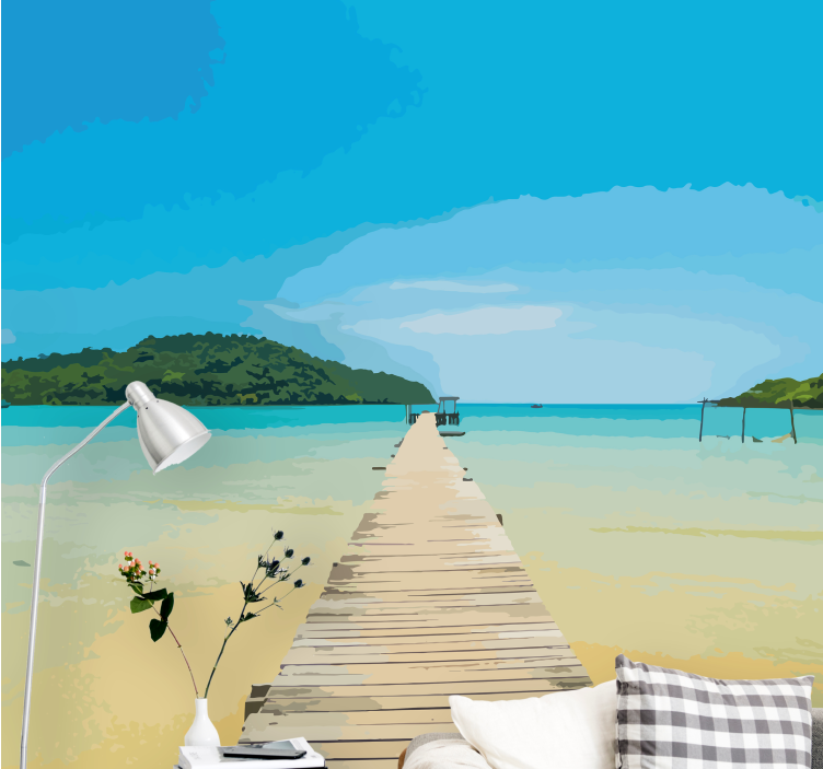 Serene coastal path landscape wall mural - TenStickers