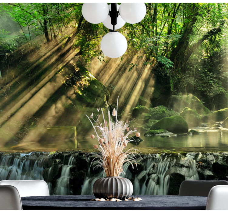Serene Waterfall Setting nature wall mural - TenStickers