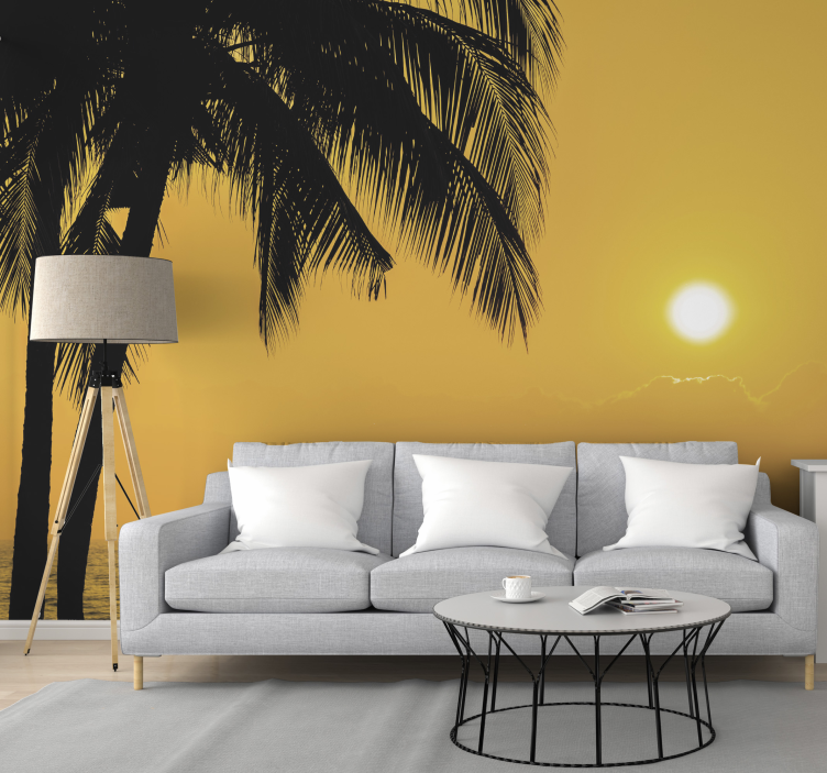 Silhouette Palm Sunset nature wall mural - TenStickers