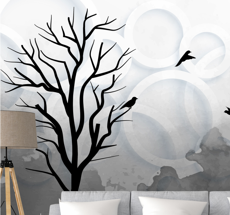 Silhouette Tree Birds trees wall mural - TenStickers