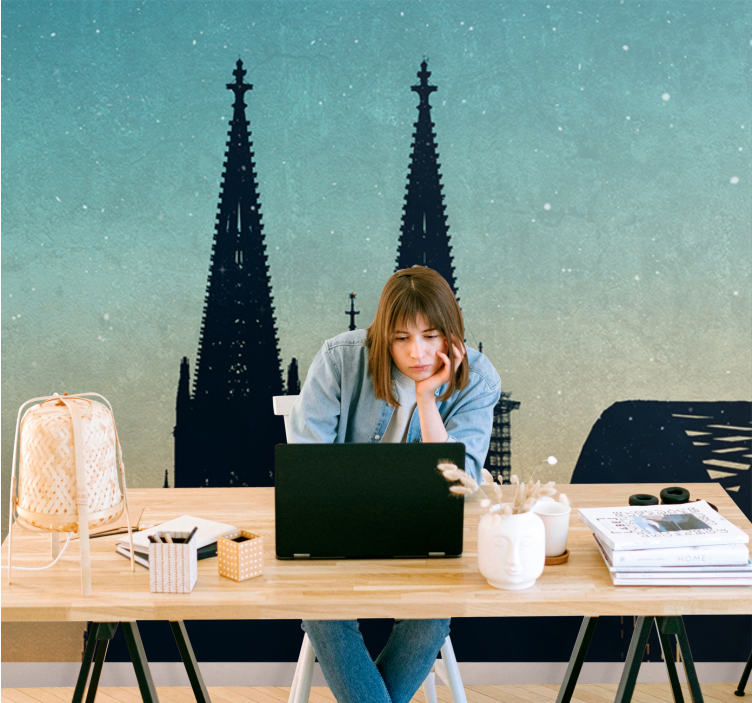 Silhouetted Cathedral Towers wall mural city - TenStickers