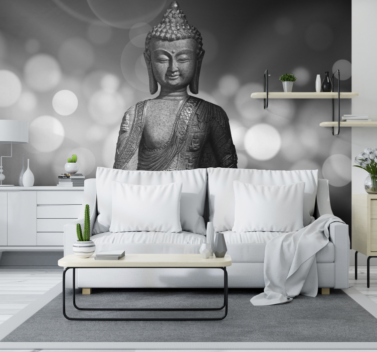Silver buddha zen photo mural - TenStickers