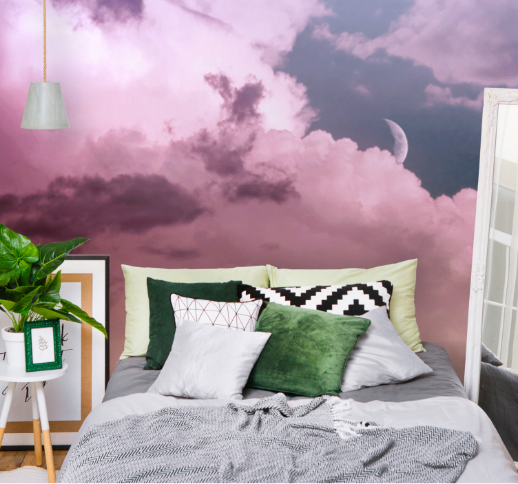 Sky mural wallpaper cloudy moonlit sky - TenStickers