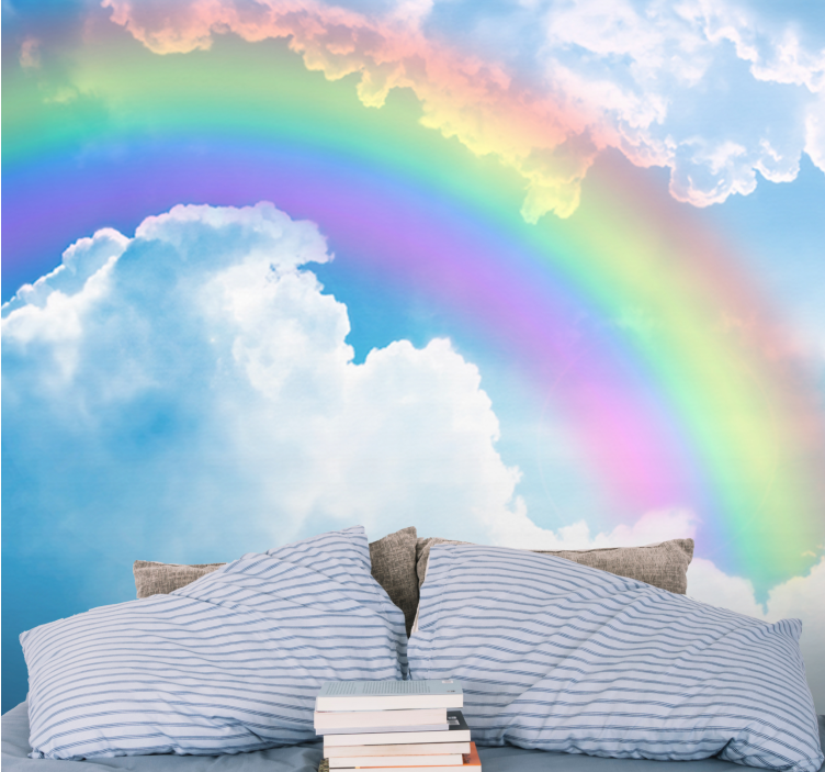 Sky mural wallpaper colorful rainbow clouds - TenStickers
