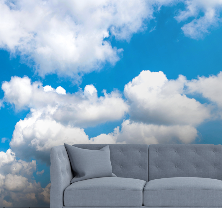 Sky mural wallpaper fluffy white clouds design - TenStickers