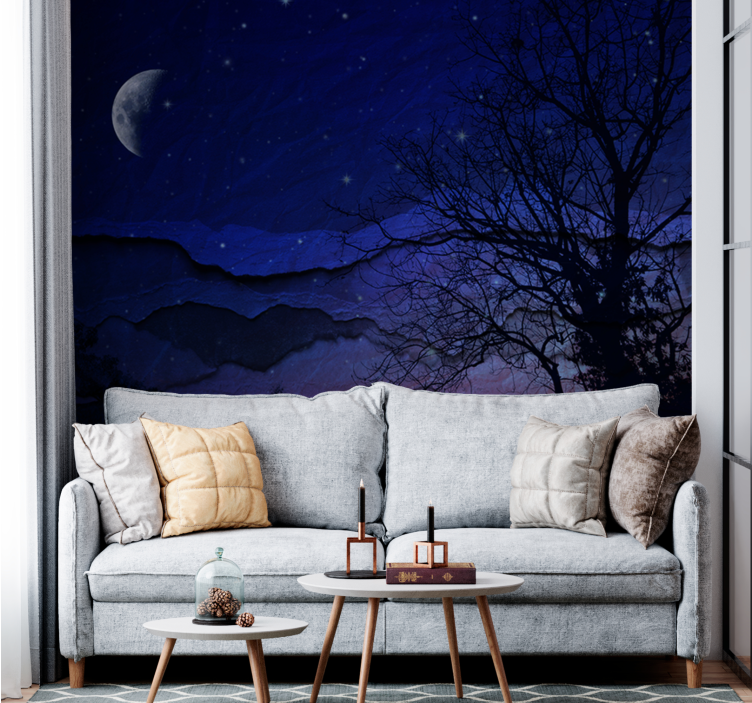 Sky mural wallpaper moonlit night sky - TenStickers