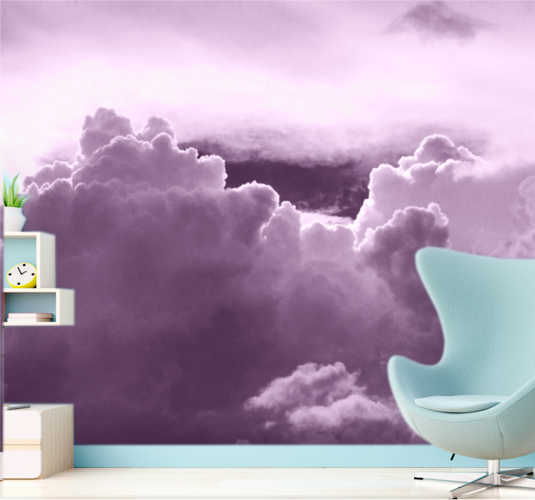 Sky mural wallpaper purple cloud formation - TenStickers