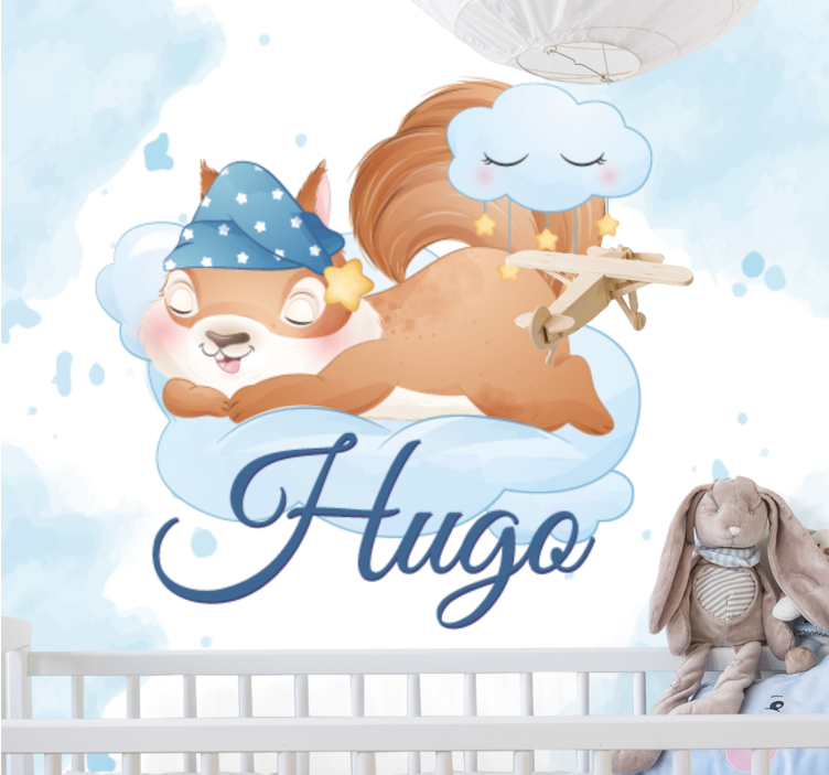 Sleepy squirrel dreams wall mural nursery - TenStickers