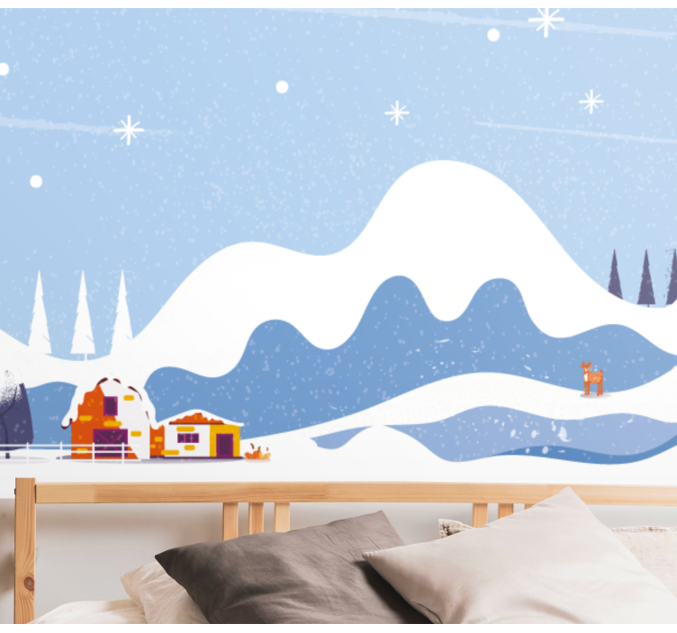 snowy mountains with tents Kids wall Murals - TenStickers